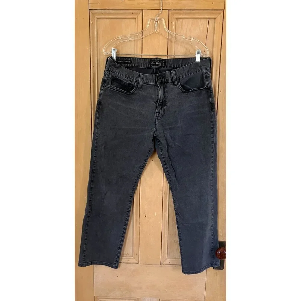 Lucky Brand 221 Mens Original Straight Fit Cropped Jeans 34x28 Black AN EXC - Picture 3 of 12
